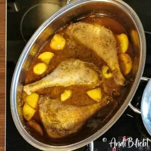 Gänsekeulen Rezept mit Portwein-Apfel Sauce und Bitterschokolade Anleitungschritt