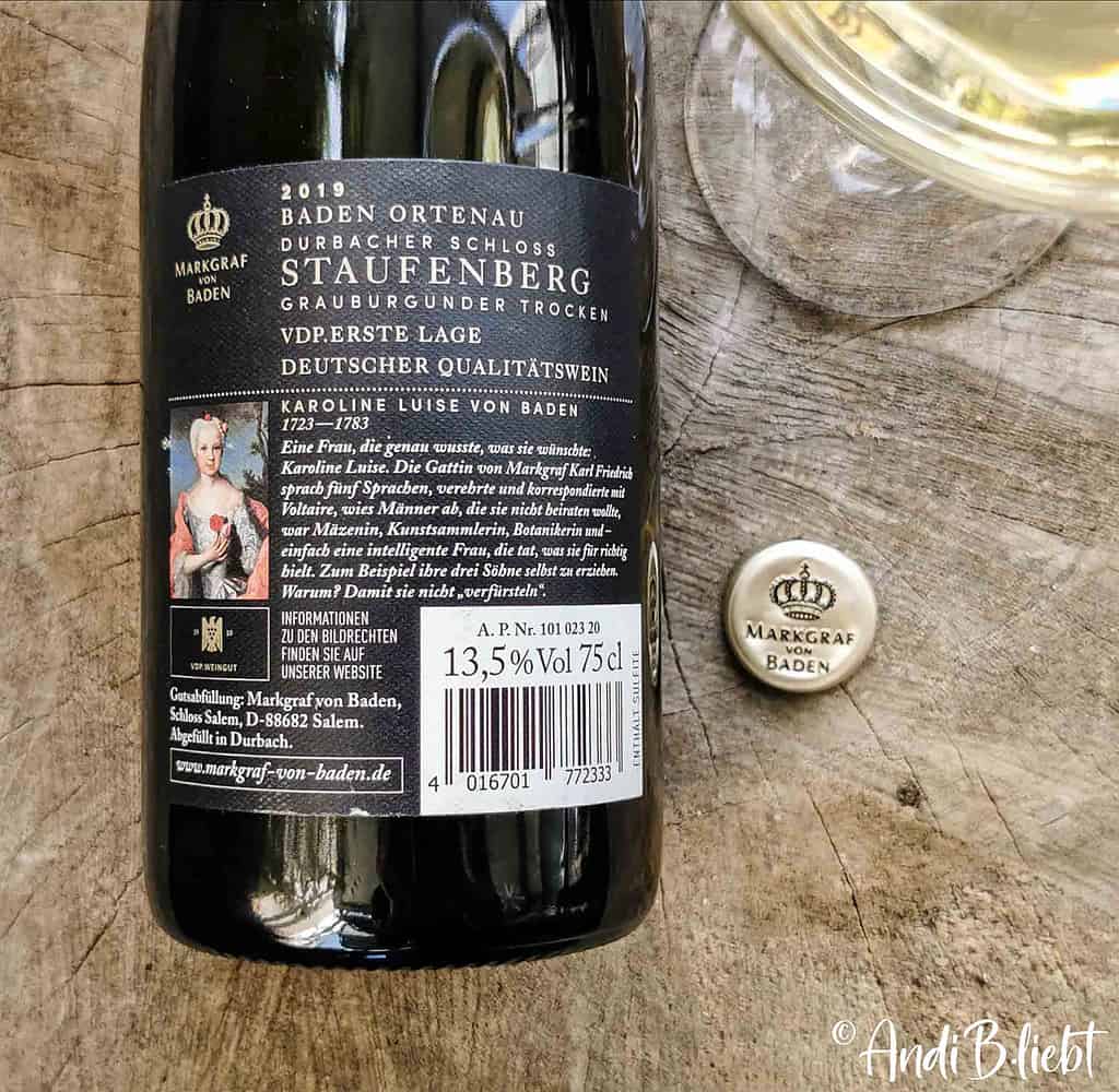 Durbacher Schloss Staufenberg Grauburgunder 2019 – Weingut Markgraf von Baden www.andib-liebt.de