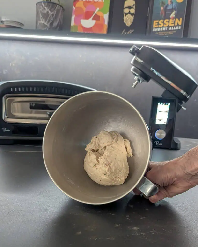 4-5 Naan Brot rezept Panetti Küchenmaschine Teig in Schüssel