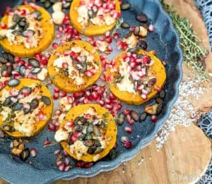Butternut Kürbis mit Feta Gericht Titelfoto