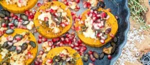 Butternut Kürbis mit Feta Gericht quer